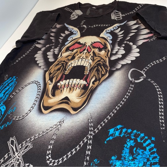 Skull with Wings Black T-Shirt - Picture 5 of 10